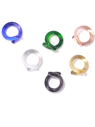 Coloured Glaze Geometric Minimalist Band Ring
