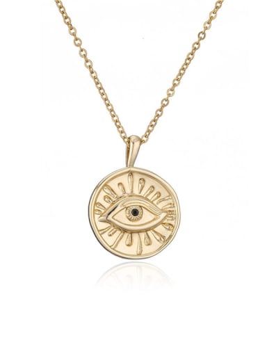Brass Evil Eye Vintage Round Pendant Necklace