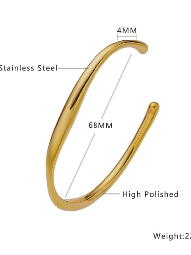 golden Titanium Steel Geometric Minimalist Cuff Bangle