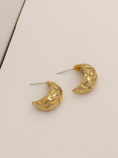 14 K gold Brass  Hollow Irregular Vintage Stud Trend Korean Fashion Earring