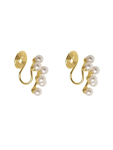 Brass Imitation Pearl Geometric Vintage Drop Trend Korean Fashion Earring