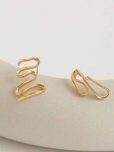 Brass Asymmetrical lines Vintage Stud Earring