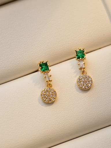 14K  gold Copper Cubic Zirconia Geometric Minimalist Drop Trend Korean Fashion Earring