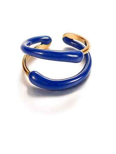 Brass Enamel Geometric Minimalist Band Ring