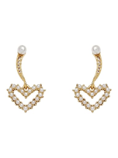 Copper Imitation Pearl Heart Minimalist Stud Trend Korean Fashion Earring