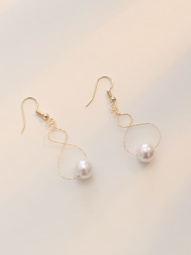 Copper Imitation Pearl Geometric Minimalist Hook Trend Korean Fashion Earring
