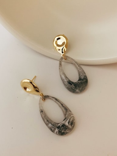 F65 grey resin Earrings Alloy Resin Water Drop Vintage Drop Earring