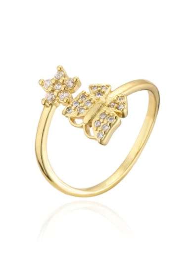 11735 Brass Cubic Zirconia Butterfly Vintage Band Ring