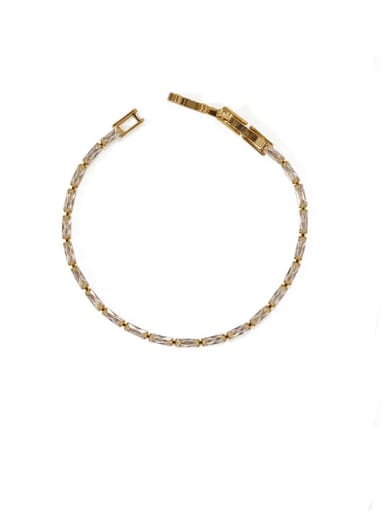 gold Brass Cubic Zirconia Geometric Vintage Bracelet
