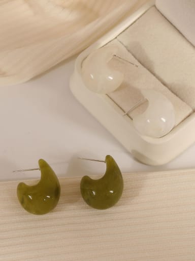 Brass Resin Water Drop Minimalist Stud Earring