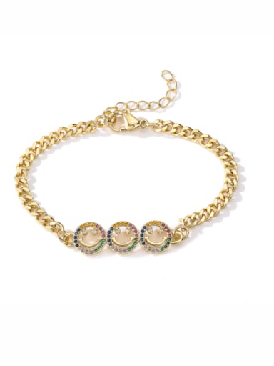 30668 Brass Cubic Zirconia Smiley Vintage Bracelet
