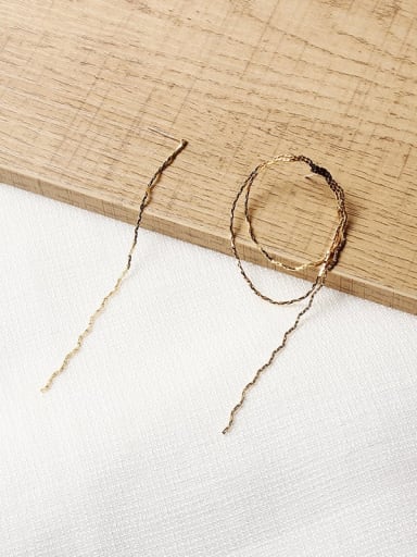 Copper Asymmetry Tassel Minimalist Threader Trend Korean Fashion Earring