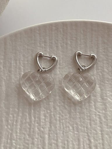 Q10 Transparent Love Brass Resin Heart Dainty Stud Earring