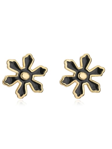 42300 Brass Enamel Flower Minimalist Stud Earring