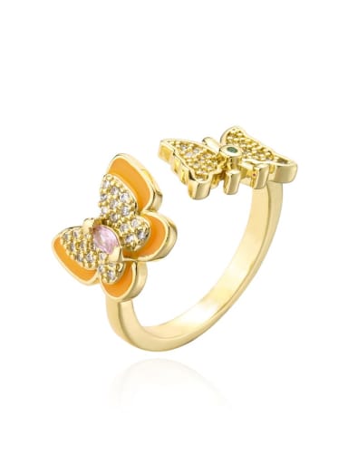 11932 Brass Cubic Zirconia Butterfly Vintage Band Ring