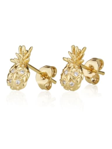 Brass Rhinestone Friut Cute Stud Earring