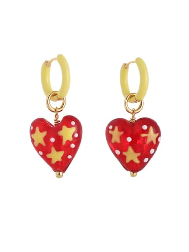 Option 5 (sold with the same necklace) Brass Enamel Heart Cute Drop Earring