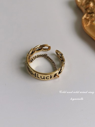 Ancient gold Copper Letter-GOODLUCK Vintage Band Fashion Ring