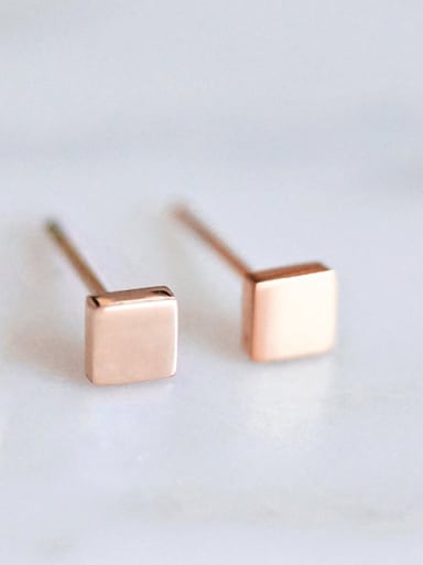 rose gold Stainless steel Square Minimalist Stud Earring
