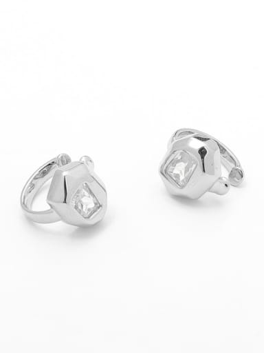 Zircon (Platinum) pair Brass Rhinestone Geometric Vintage Huggie Earring