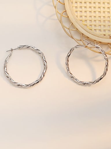 white k Copper Geometric Minimalist Hoop Trend Korean Fashion Earring