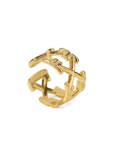 Brass Smooth Vintage Letter X  Band Ring
