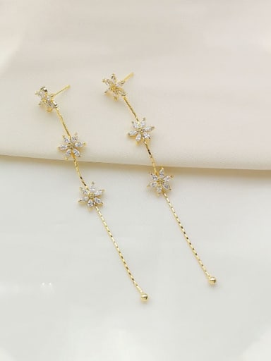 Brass Cubic Zirconia Tassel Dainty Threader Trend Korean Fashion Earring