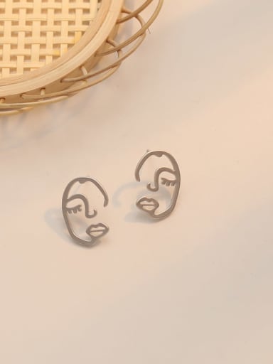 Copper  Minimalist  Hollow Face Stud Trend Korean Fashion Earring