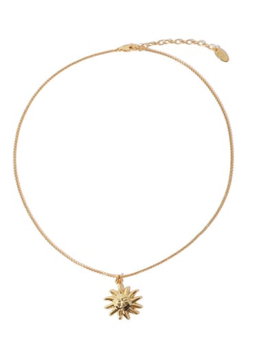 Brass  Vintage  Flower Pendant Necklace