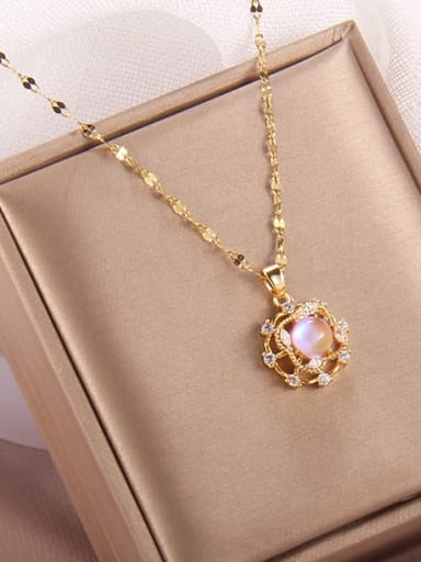 Brass Trend Cubic Zirconia  Can Rotary Flower Pendant Necklace