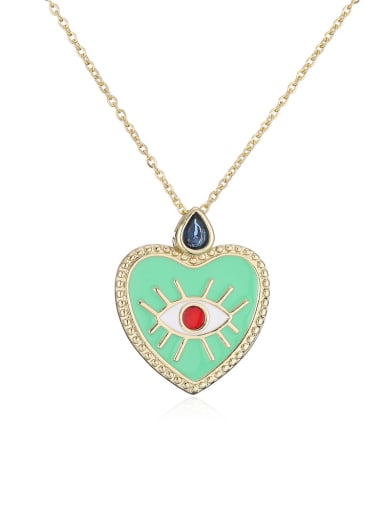 21295 Brass Rhinestone Enamel  Minimalist Heart Pendant Necklace
