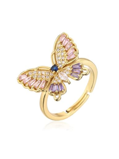 11148 Brass Cubic Zirconia Butterfly Trend Band Ring