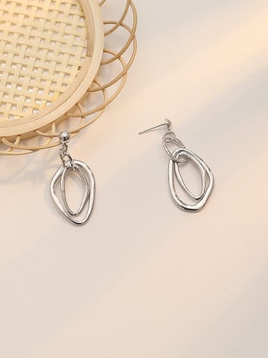 White K Copper Hollow Geometric Minimalist Drop Trend Korean Fashion Earring
