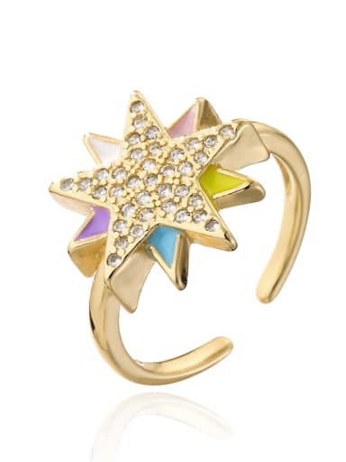 12194 Brass Cubic Zirconia Star Vintage Band Ring