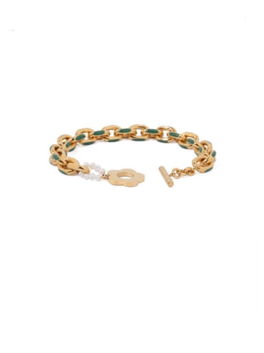 Brass Enamel Geometric Chain Hip Hop Link Bracelet