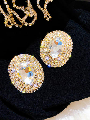 Alloy Cubic Zirconia Round Statement Cluster Earring