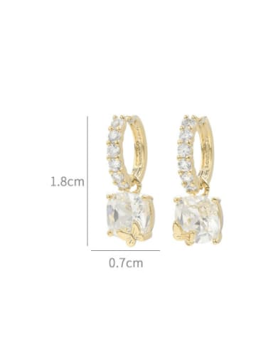 ed68180 Brass Cubic Zirconia Geometric Minimalist Huggie Earring