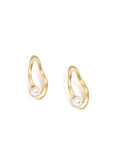 white K Copper Imitation Pearl Geometric Minimalist Drop Trend Korean Fashion Earring