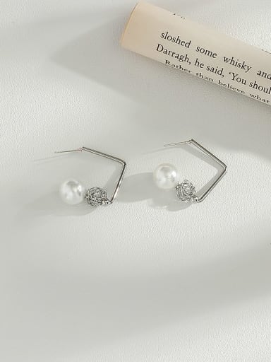 White K Copper Imitation Pearl Ball Minimalist Stud Trend Korean Fashion Earring