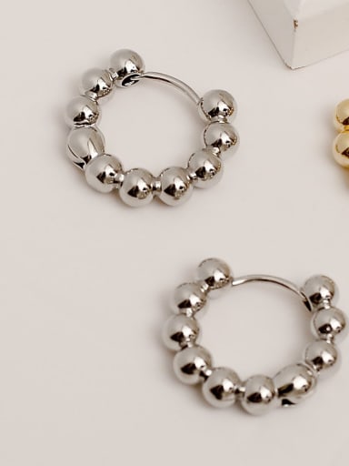 Brass Bead Round Vintage Huggie Trend Korean Fashion Earring