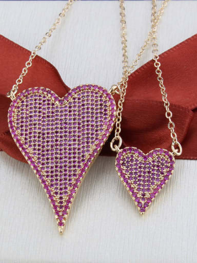 Brass Cubic Zirconia Heart Luxury Multi Strand Necklace