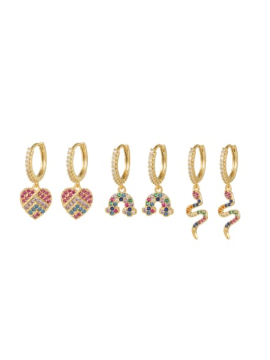 custom Brass Cubic Zirconia Rainbow Cute Huggie Earring
