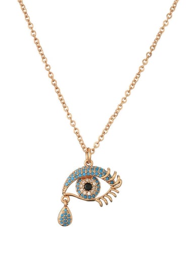20258 Brass Cubic Zirconia Vintage  Evil Eye Pendant Necklace