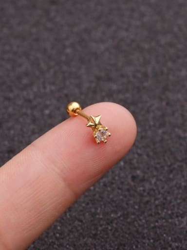 golden(Single) Brass Cubic Zirconia Star Minimalist Single Earring