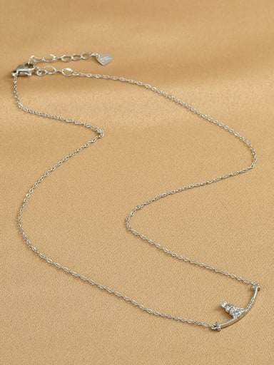 Steel color XL62670 Brass Cubic Zirconia Rabbit Dainty Necklace
