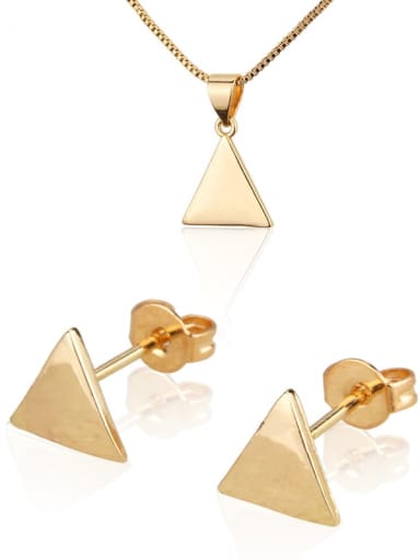 Brass Triangle Earring and Necklace Set