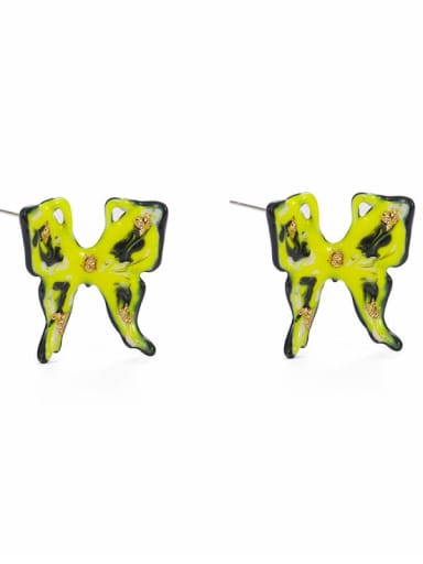 Brass Multi Color Enamel Butterfly Minimalist Stud Earring