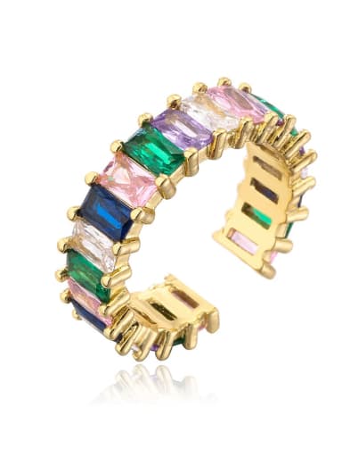 Mixed color Brass Cubic Zirconia Geometric Dainty Band Ring