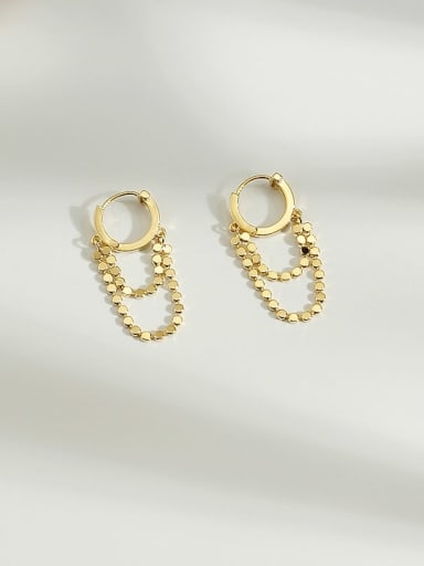 Copper Hollow Geometric Minimalist Chain Huggie Trend Korean Fashion Earring