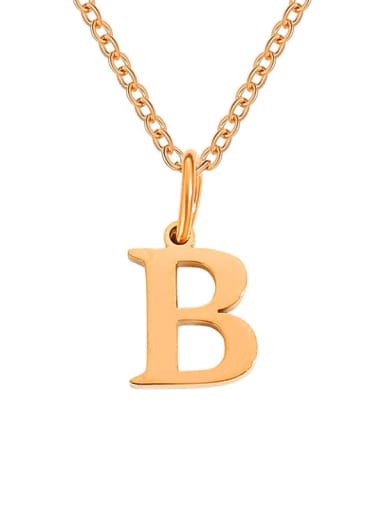 B Rose Gold Stainless steel Letter Minimalist Necklace